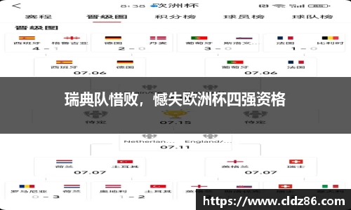 瑞典队惜败，憾失欧洲杯四强资格