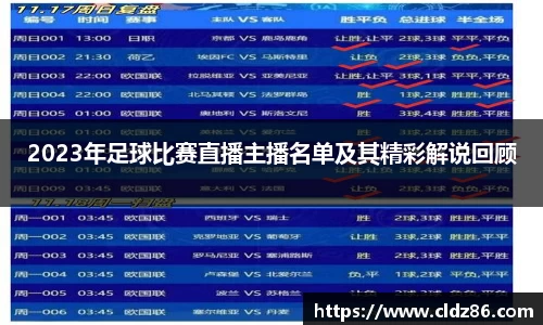 2023年足球比赛直播主播名单及其精彩解说回顾